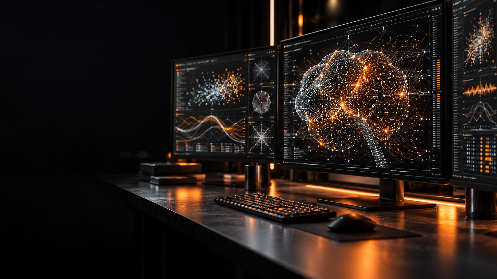 Concept illustration of neural-network research on engineering displays